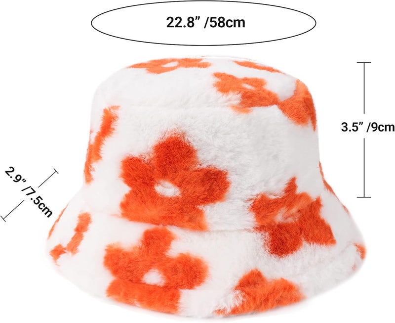 Umeepar Winter Faux Fur Fuzzy Bucket Hat Fluffy Warm Hat for Women Men - Image 5